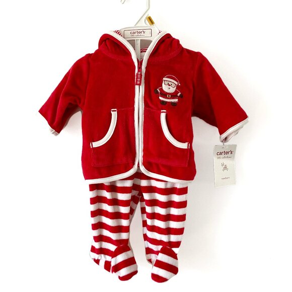 Carter's Other - NWT Carter's Little Collection Holiday Santa 2 Piece Set Jacket Pants Red White